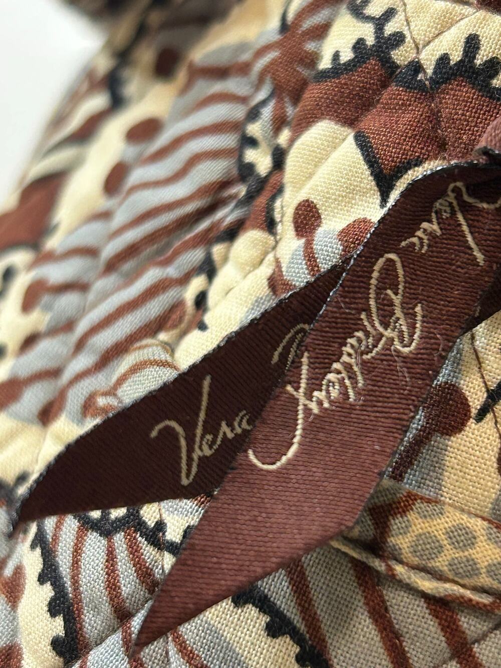 Vera Bradley Slate Blooms Laptop Backpack Retired Brown Blue Floral Quilted